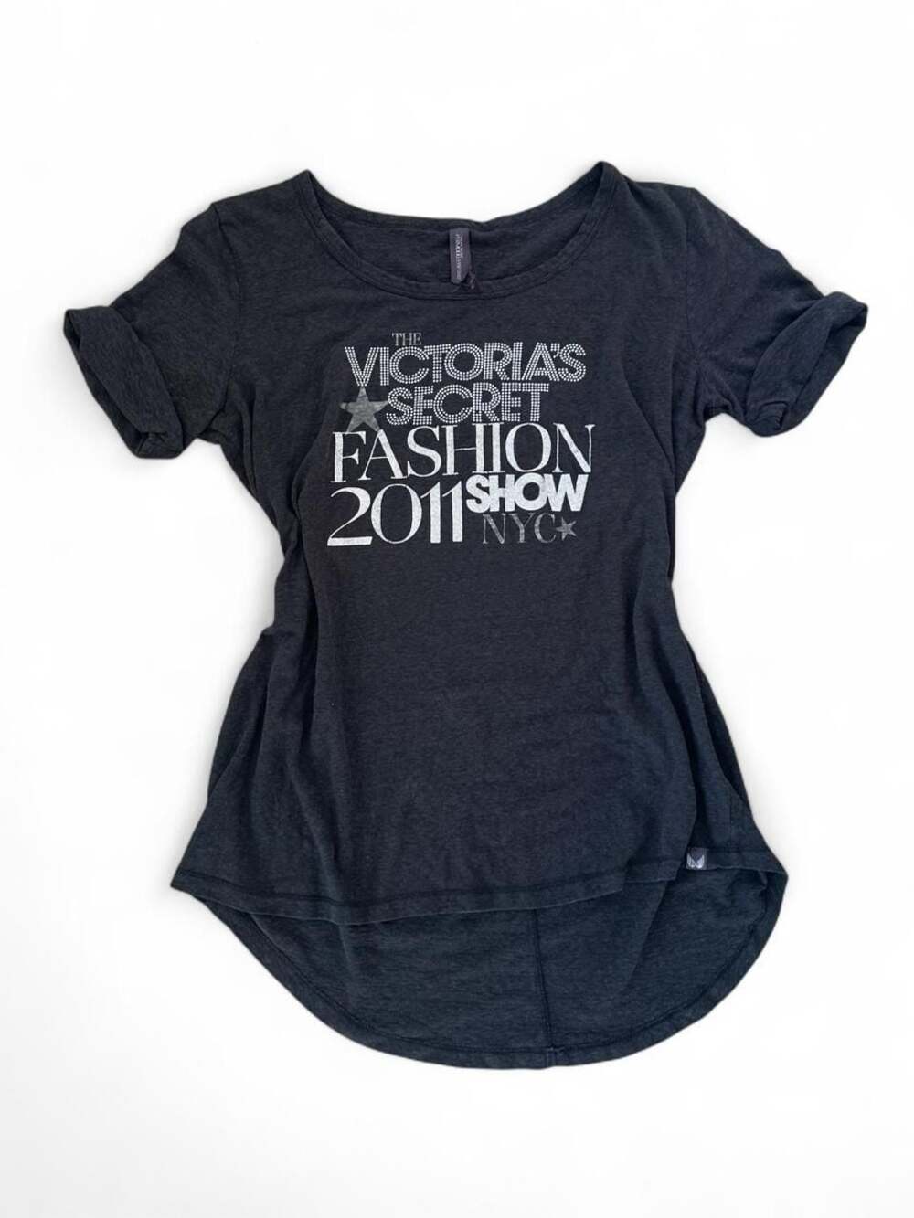 Y2K Victoria’s Secret Supermodel Black Wide‑Neck Fashion Show 2011 Tee Size L